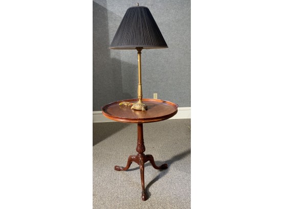 20th Century Mahogany Candle Stand &  Gold Lamp (CTF10)
