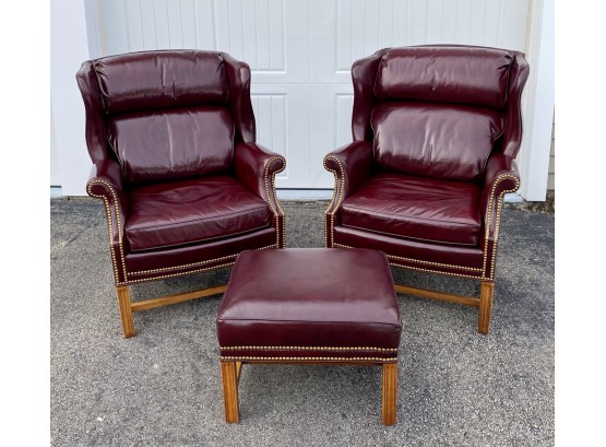 Sherrill Furniture Leather Chairs And Ottoman (CTF20)