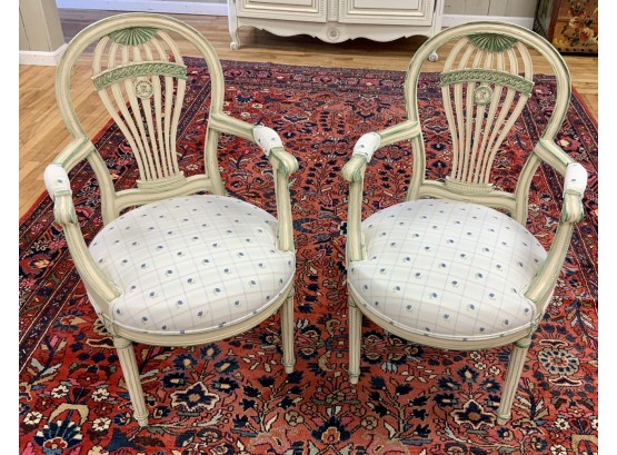 Pair Of French Style Open Armchairs (CTF10)