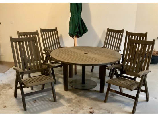 Barlow Tyrie Teak  Drummond Table And Ascot Chairs, With A Table Umbrella (CTF50)