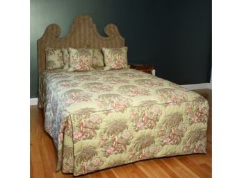 Leopard Print Upholstered Head Board And Queen Bed,  (CTF50)