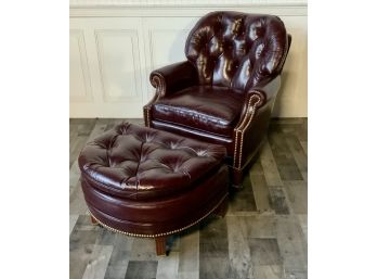 Hancock And Moore Leather Chair And Ottoman (CTF20)