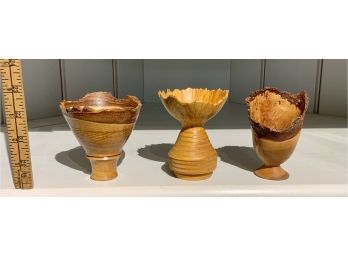 Dustin Coates Small Carved Burl Wood Bowls, Plus One Other (CTF10)