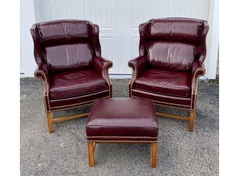 Sherrill Furniture Leather Chairs And Ottoman (CTF20)