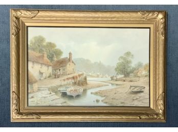 Chas E Hannaford Watercolor, 'A Devon Fishing Haven' (CTF10)