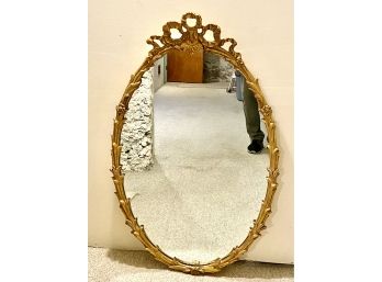 Vintage Oval Decorative Gilt Wall Mirror With Crest (CTF10)