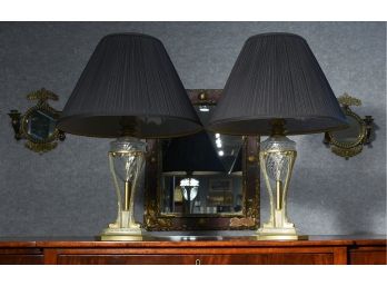 Pr. Decorative Metal And Glass Table Lamps  (CTF10)