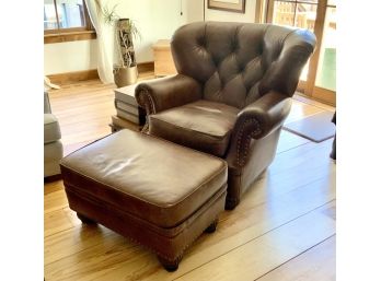 Leather Wing Chair And Ottoman (CTF20)