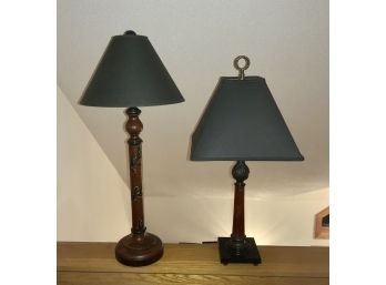 Two Decorative Table Lamps W/black Shades (CTF10)