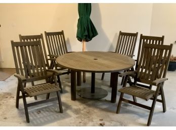 Barlow Tyrie Teak  Drummond Table And Ascot Chairs, With A Table Umbrella (CTF50)