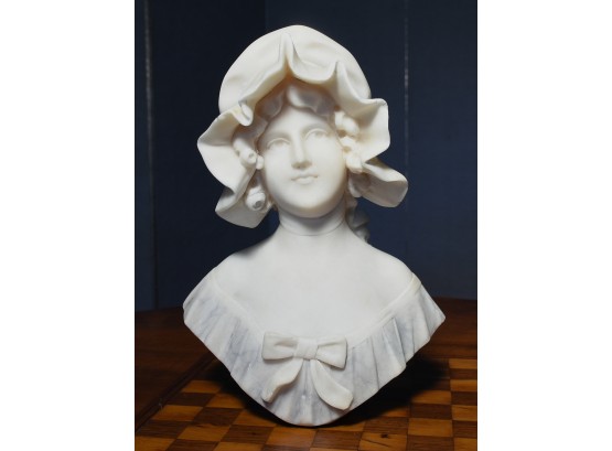 Signed Marble Bust Of A Young Woman (CTF10)