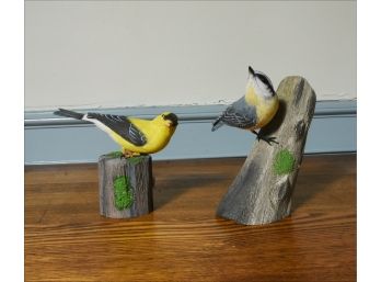 Two Modern Hand Carved Painted Bird Figures (CTF10)