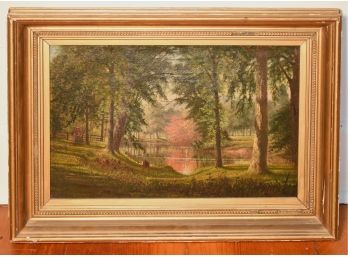 19th C. Oil Painting On Canvas (CTF10)