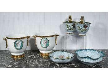 Italian Porcelain: Four Argenteria Alignani & Two Cache Pots (CTF10)