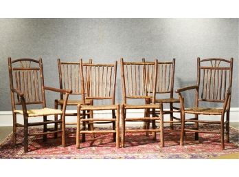 Set Of Six Early Adirondack Chairs - Old Hickory Chair Co.  Martinsville, IN (CTF30)