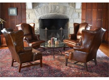Fine Pair Of Leather Wing Chairs  (1 Of 2) (CTF30)