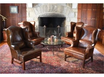 Fine Pair Of Leather Wing Chairs  (2 Of 2) (CTF 30)