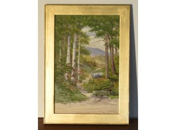 J.H. Sherwin, 1891 Watercolor Of Birch Trees (CTF10)