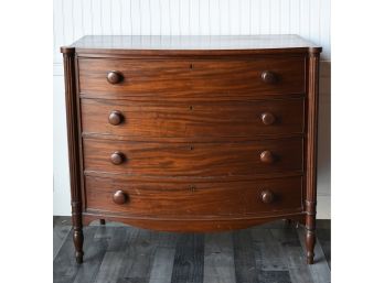 19th C. American Federal Cookie Corner Mahogany Bow-front Chest (CTF20)