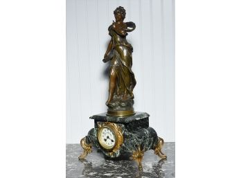 19th C. French Figural Mantel Clock Reverie, Signed Auguste Moreau (CTF10)