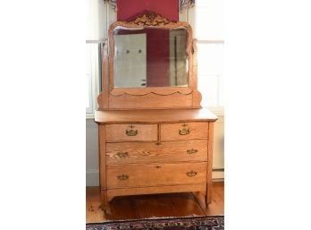 Victorian Oak Serpentine Front Dresser With Mirror (CTF30)