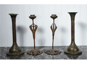 Two Prs Of Brass Candlesticks (CTF10)