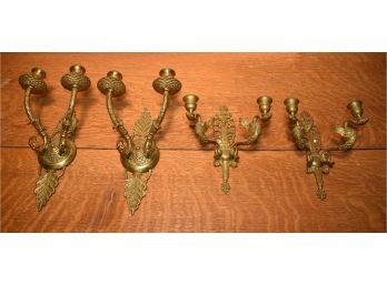 Two Pairs Of Decorative Brass Wall Sconces (CTF10)
