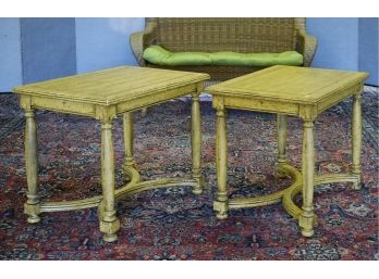 Pr Of Custom Yellow Painted French-style Side Tables (CTF20)