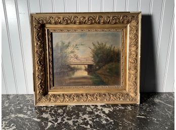 Victorian Oil Painting Of River Landscape, Un-signed  (CTF10)
