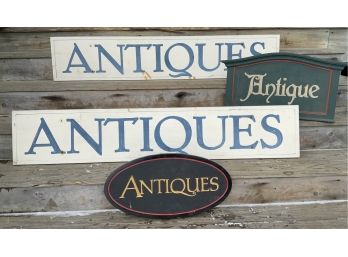 Four Painted Wood 'Antiques' Signs (CTF20)