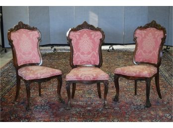 Three Carved Rosewood Victorian Parlor Chairs (CTF20)