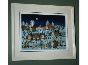 Lithograph Of Village Winter Scene, Wooster Scott (CTF 20)