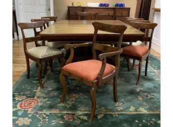 Set Of Eight Antique Empire Sabre Leg Mahogany Dining Chairs  (CTF40)