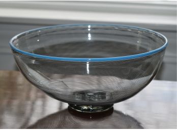 Robin Mix (VT) Signed Glass Bowl With Threaded Design (CTF 10)