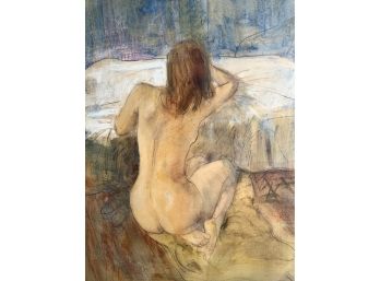 Large Pastel On Paper Of Kneeling Nude By William Boissevain (CTF10)
