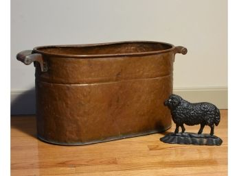 Copper Boiler And Sheep Form Doorstop (CTF 10)