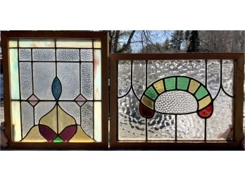 Two Vintage Leaded Stained Glass Windows (CTF 20)