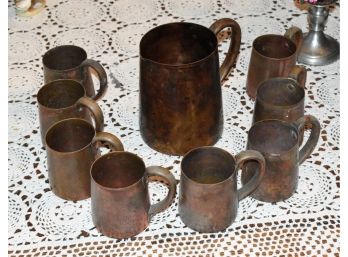 Arts And Crafts Copper Beverage Set, 8 Mugs And Pitcher (CTF10)