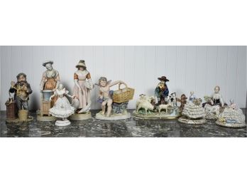 Nine European Bisque And Porcelain Figurines (CTF20)