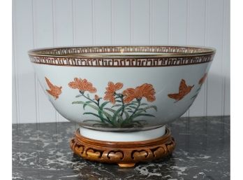 Mottahedah Porcelain Punch Bowl And Stand (CTF10)