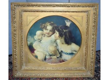 Decorative Printed Portrait Of Two Young Girls In A Contemporary Frame (CTF10)