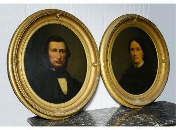 19th Century Portraits Of Mr. And Mrs. Burnham Of CT (CTF10)