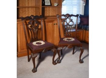 Pair Of Chippendale Style Side Chairs (CTF 20)