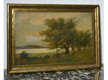 Oil On Canvas River And Mountain Landscape By Oscar Miller (CTF10)