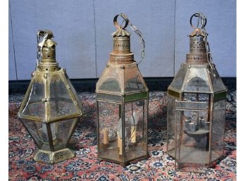 Three Large Stained Glass Hanging Lanterns (CTF20)