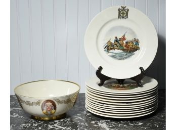 Bicentennial Commemorative Patriotic Porcelain Bowl And Twelve Plates (CTF10)