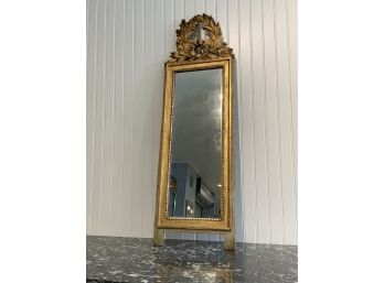 Vintage French Carved Wood And Gilt Decorated Wall Mirror (CTF10)