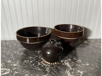 Stoneware Mixing Bowl, Flower Pot, & Jug, 3pc (CTF10)