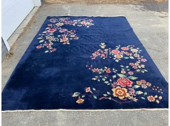 Rich Cobalt/Navy Blue Vintage Chinese Room Size Rug (CTF20)