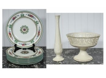 Seven Wedgwood Plates Together With A Lenox Footed Compote Bowl And Bud Vase (CTF10)
